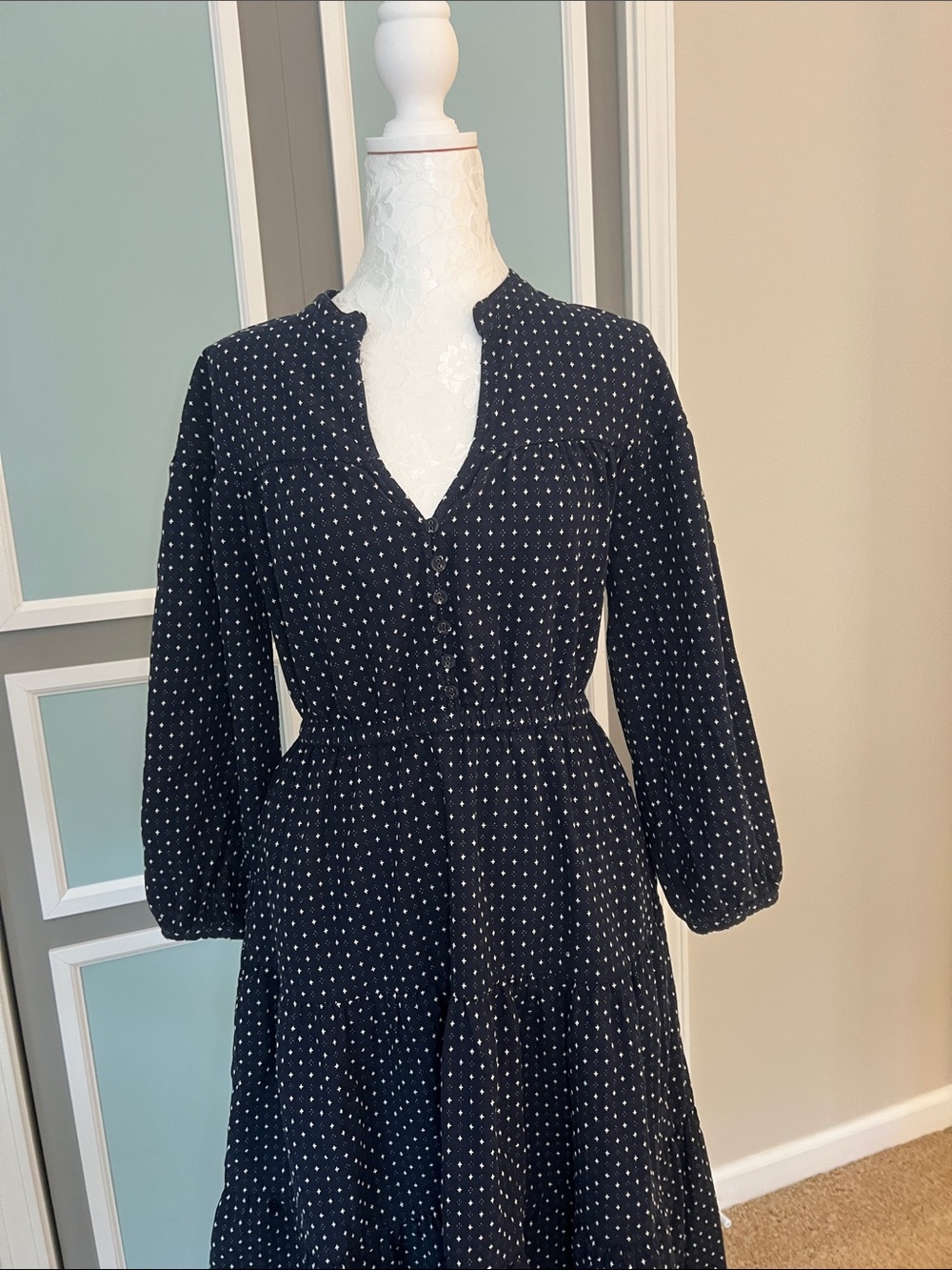 Madewell Black Polka Dot Midi Dress